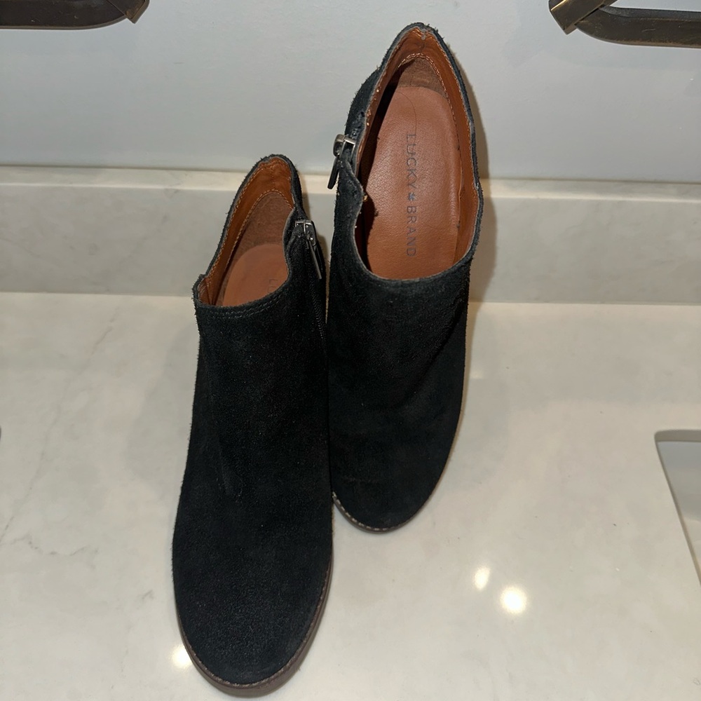 Lucky Brand Black Ankle Booties with Side Zipper